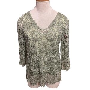 Joseph A Green Embellished Cropped Blouse